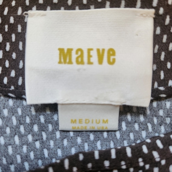 MAEVE ANTHROPOLOGIE 3/4 SLEEVE BRAXTON BROWN POLKA DOT BLOUSE SIZE MEDIUM - Picture 7 of 10